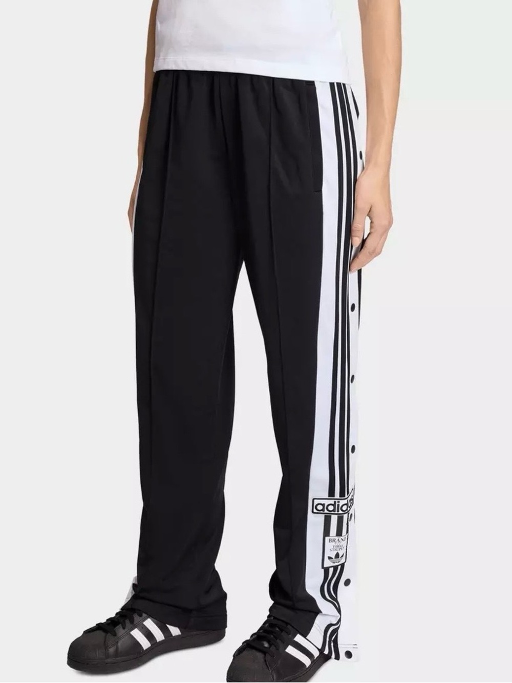 adidas Black Track Joggers with White Side Stripe